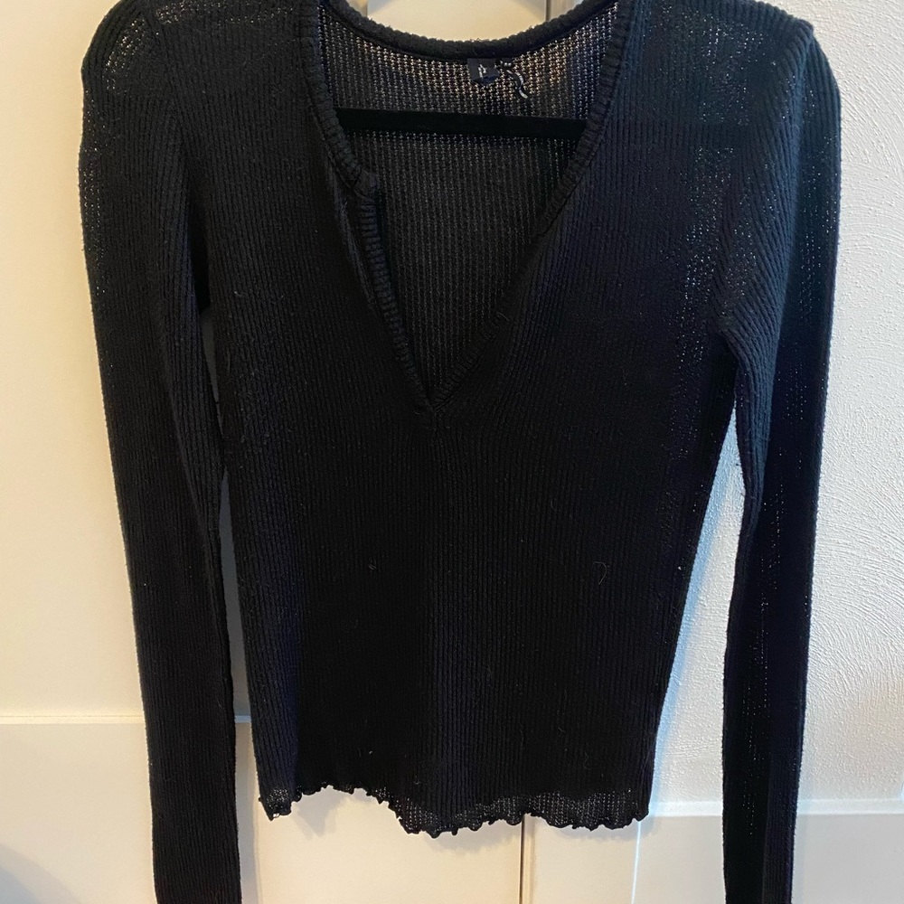 Out from Under semi sheer black top M